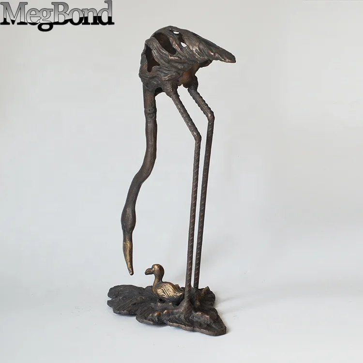 Cast iron antique copper flamingo, high value metal garden decor, latest new garden metal decoration