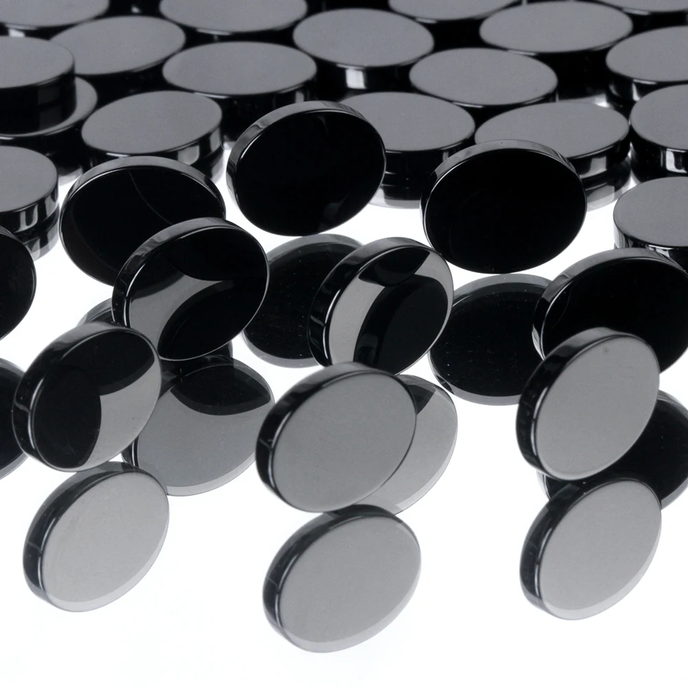 Factory Wholesale Price 6-20mm Double Side in Flat Round Shape Natural Black Onyx Gemstones