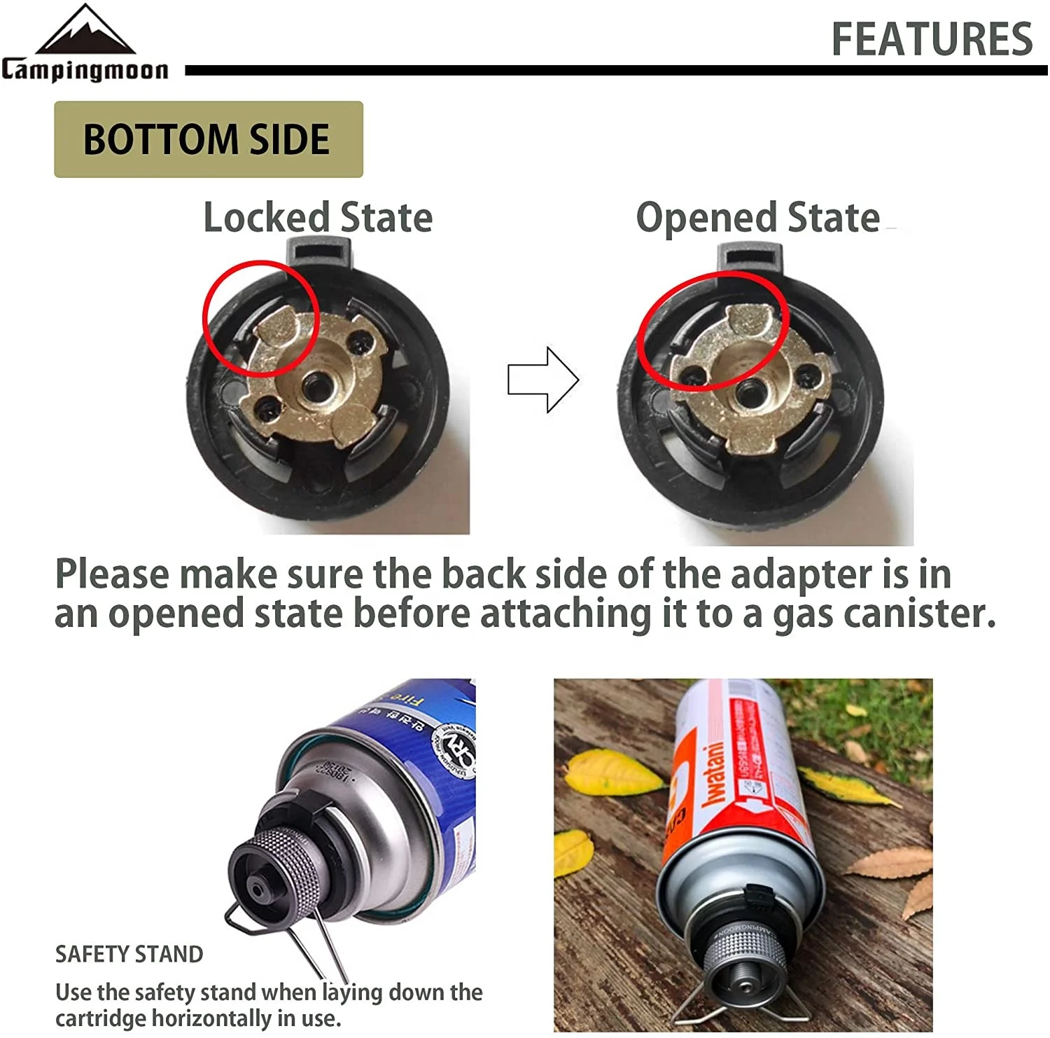 Campingmoon Outdoor Gas Stove Connector Gas Cartridge Tank Adapter Bracket Gas Converter Outdoor Camping Hiking Stove Adaptor