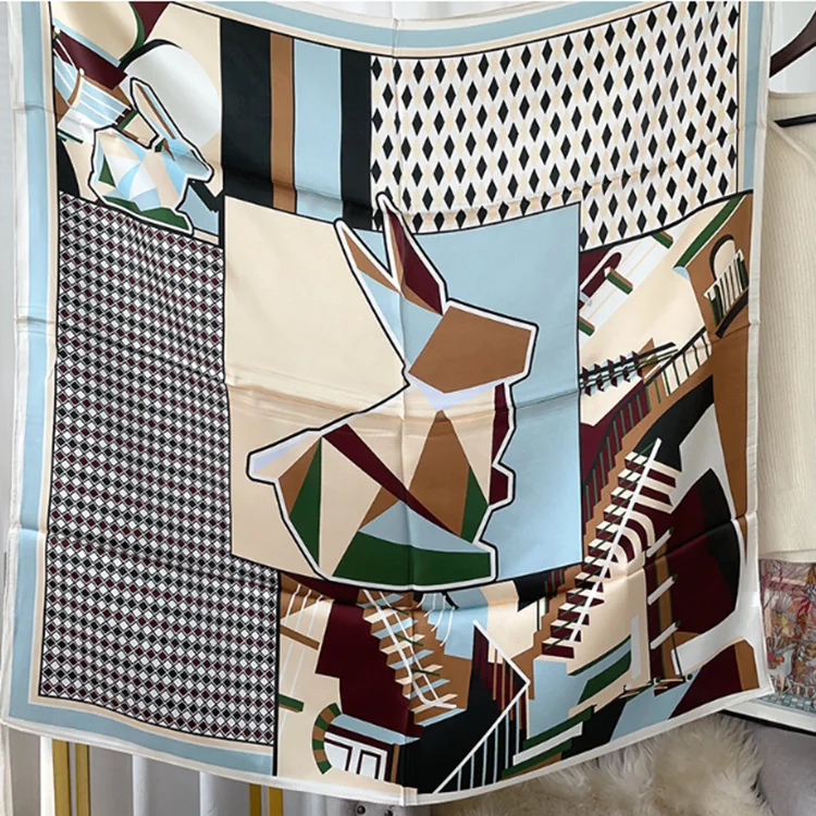 Bandanas Custom Logo Printed 100% silk Bandana Malaysia Fans Square Shape Silk Scarf