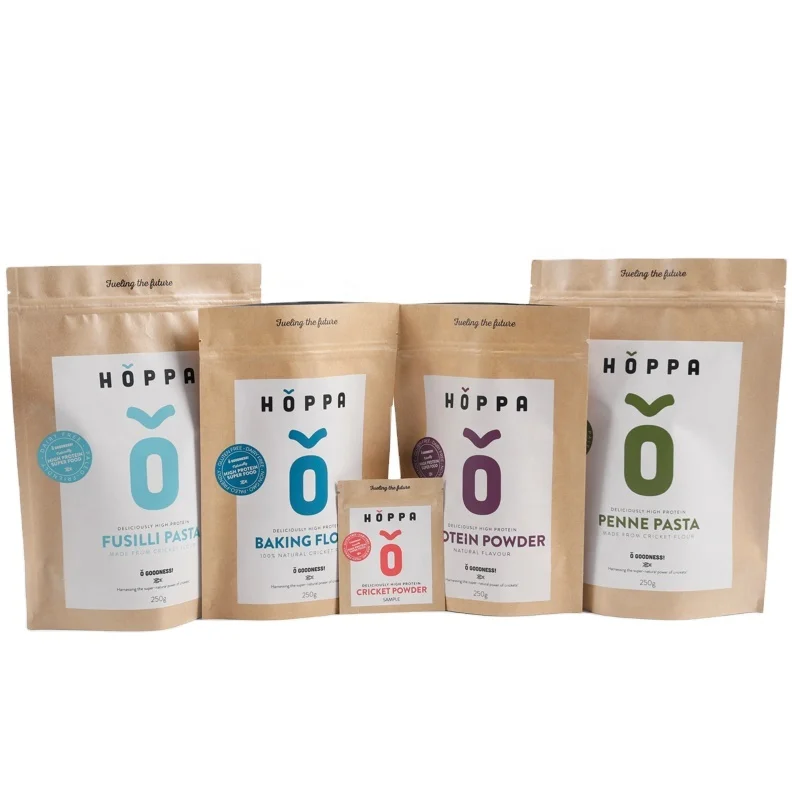 Пакеты-подставки из биоразлагаемой крафт-бумаги для сухих пищевых продуктов кофе в зернах чая порошка пищевого качества Ziplock Doypack со смотровым