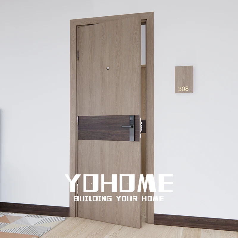 Shanghai fire doors mineral core apartment wooden doors design 20 30 45 60 mins wooden doors for hotel rooms
