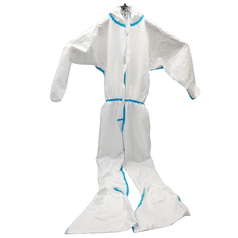 In Stock Anti Liquid Disposable Overalls 65gsm Body Protection Coverall with Hood Safety Clothing