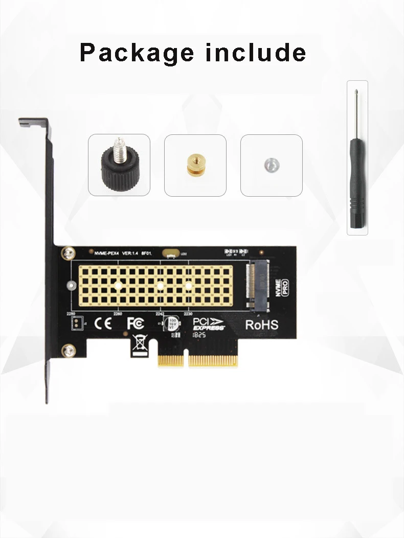 RGeek M.2 to PCIE3.0 Pcie 3.0 NVME SSD Adapter card Full Speed X4 2230-2280 Expansion M KEY Not Support SATA NGFF