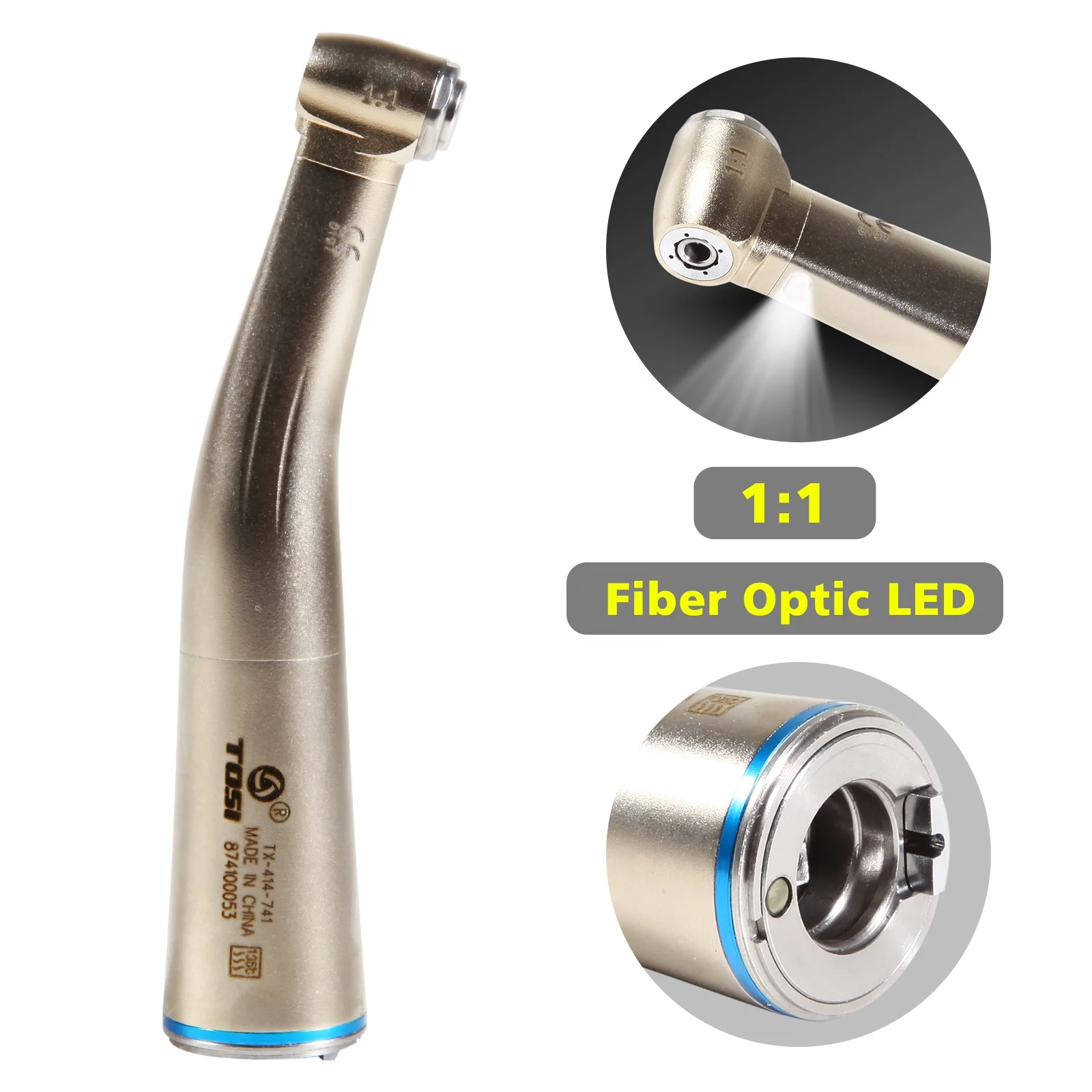 Hot Selling! Dental 1:1 Fiber Optic Contra Angle Handpiece Push Button Fit NSK E-Type TOSI
