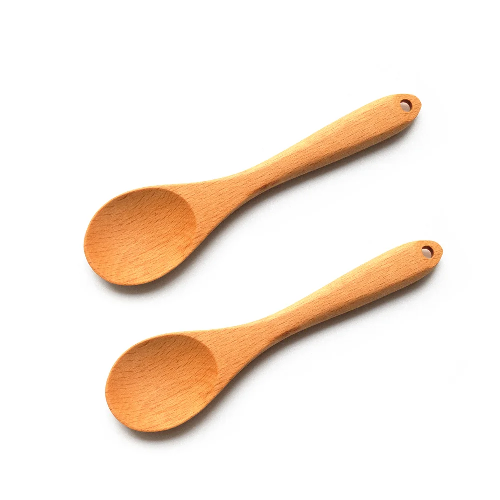 Kitchen Non Stick Resistance Bamboo Mixing Handcraft Spoon with Long Handle Biodegradable Beech Cooking Utensils Spoon