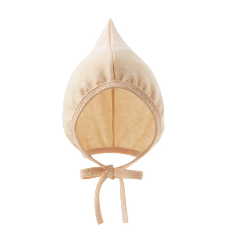 Solid Color Fetal Hat for Newborn Infant Cute Witch Hat Tie Rope Ear Protection Male and Female Baby Hat
