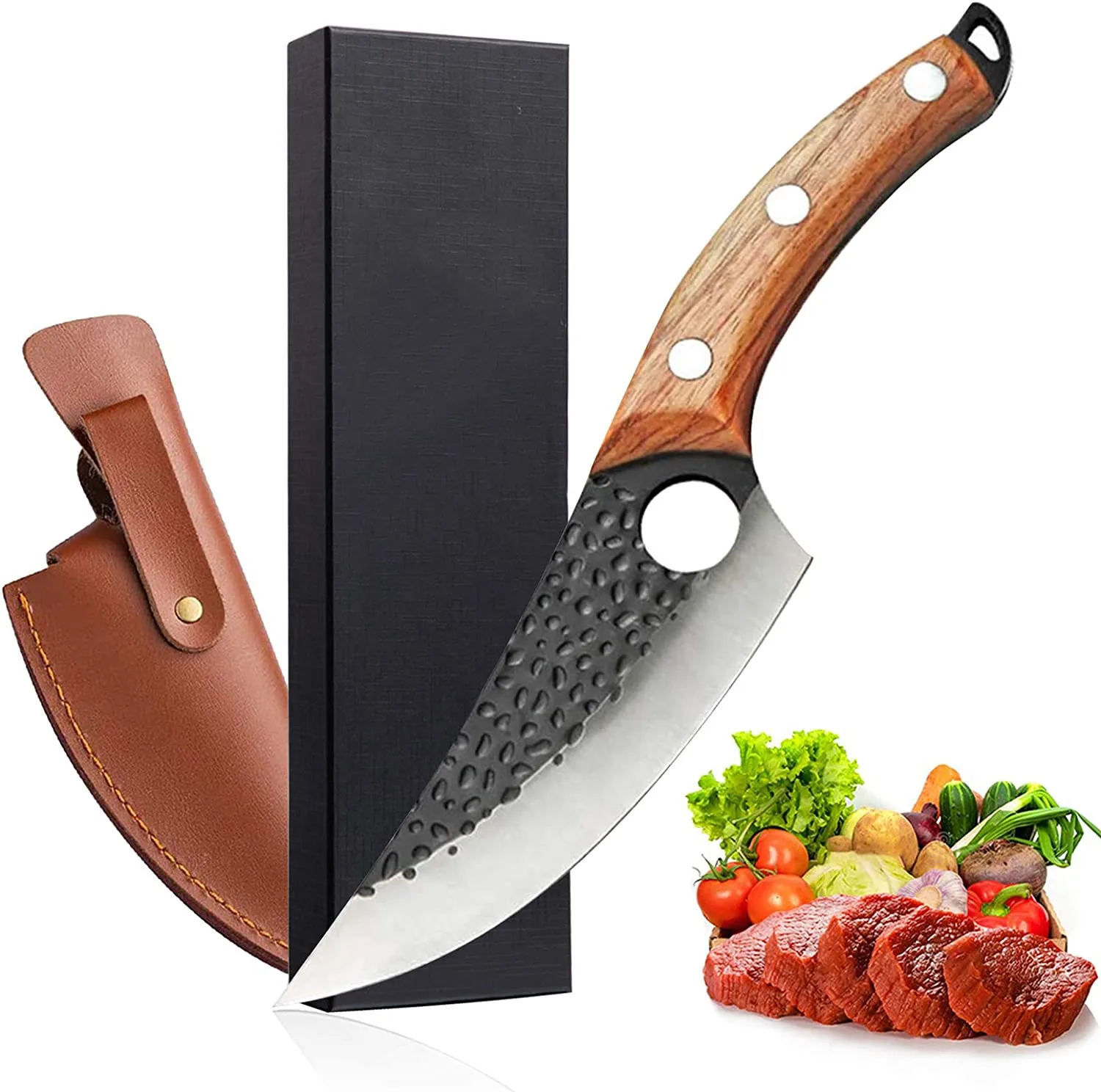 Wholesale 6 inch high carbon steel handmade professional butcher Chopping Blocks Boning Chef cleaver knife with sheath