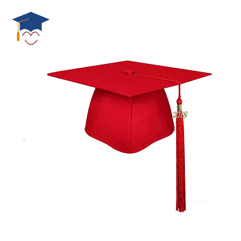 wholesalers School Uniform Adult Red Matte Graduation Gown Robe And Cap With Tassel