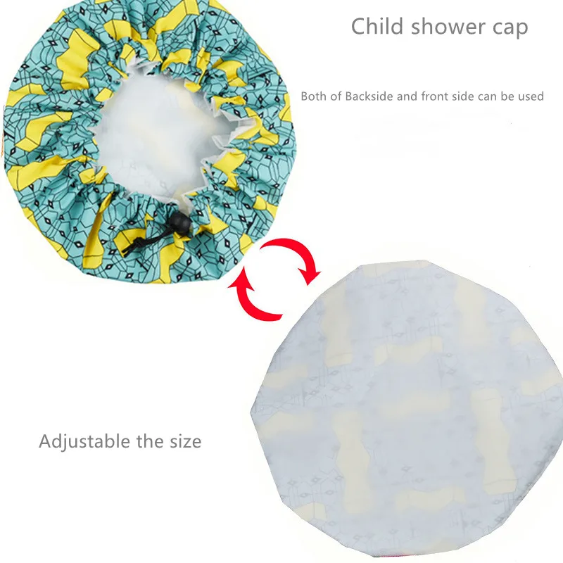 New Double Layers Satin EVA Wholesale Custom Bathing Reusable Bath Cap Long Hair Shower Caps Waterproof Hair Cap