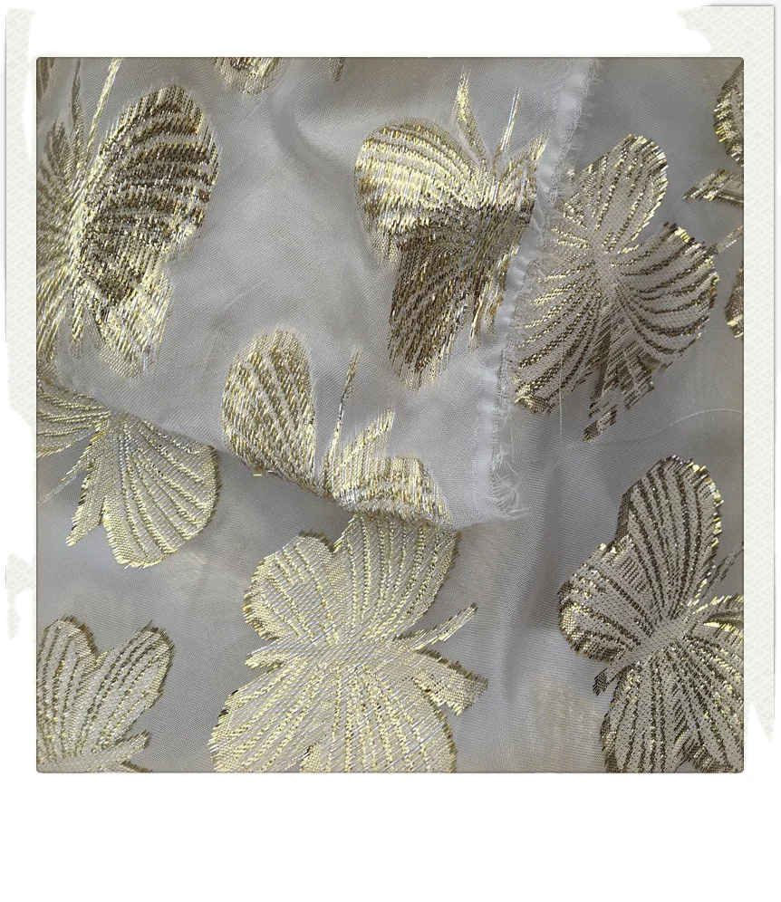 
Butterfly Jacquard polyester metallic chiffon organza fabric for wedding dress dinner dress 