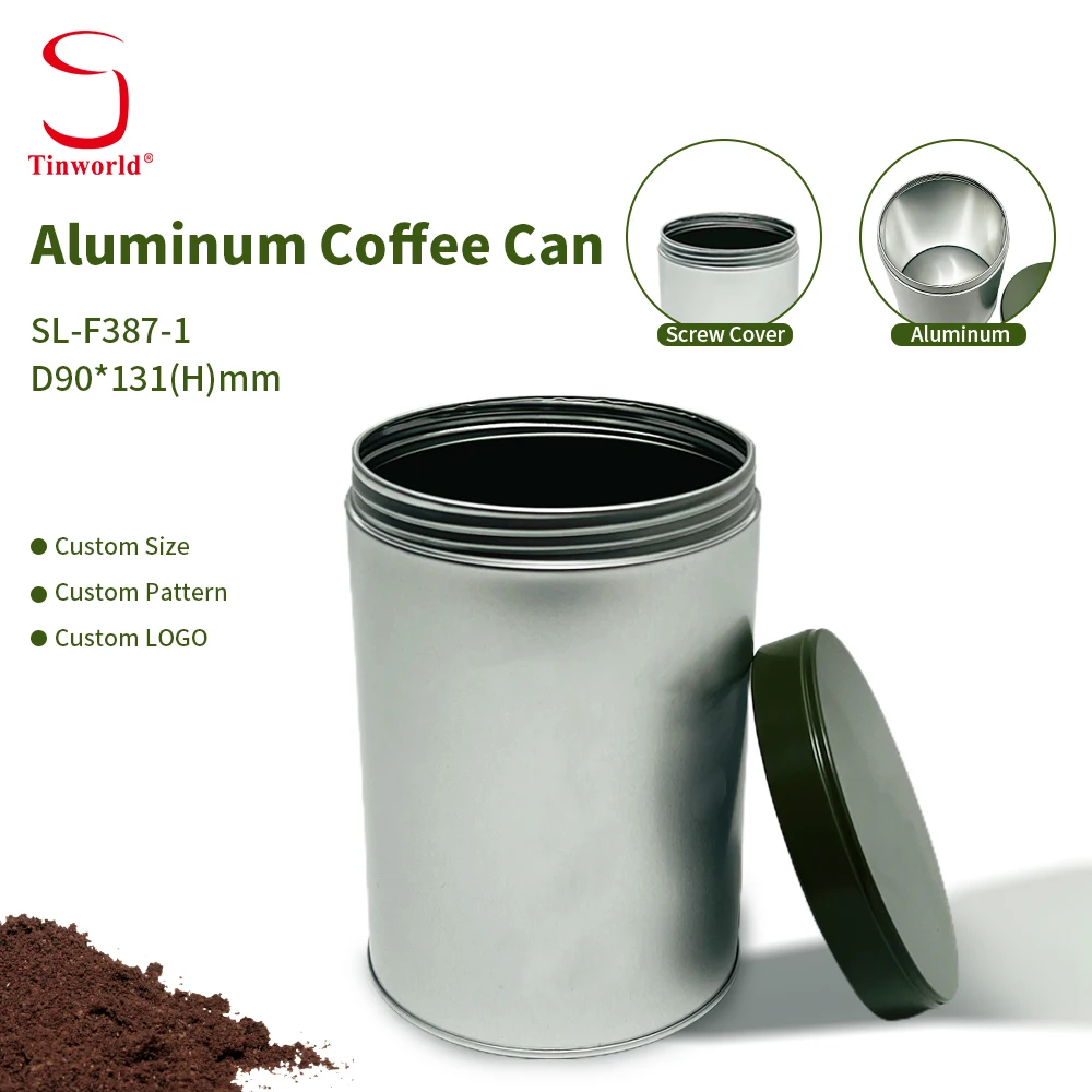 OEM ODM Custom Food Storage Container Cylinder Metal Box Packaging Luxury Aluminum Coffee Tea Tin Can for Coffee