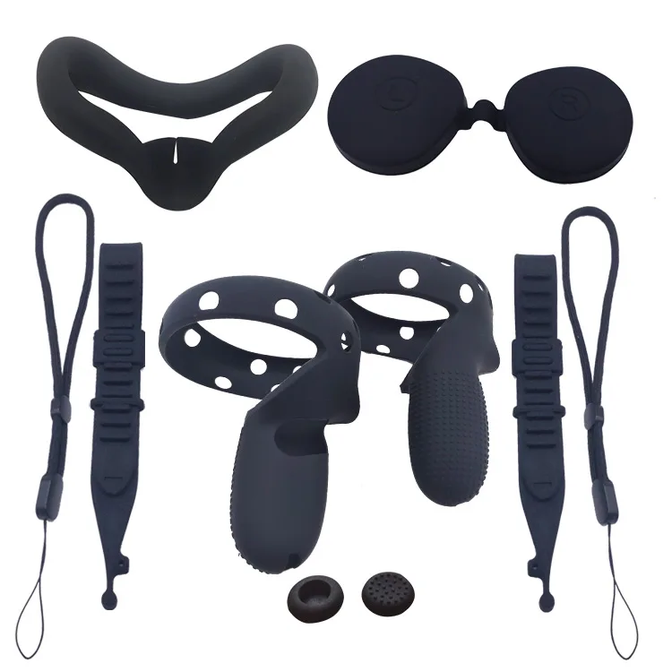 VR Accessories Manufacturer Silicone Skin Face Cover Controller Grip Hand Strap Lens Cover For OCULUS QUEST 2 Protect Skin Kit