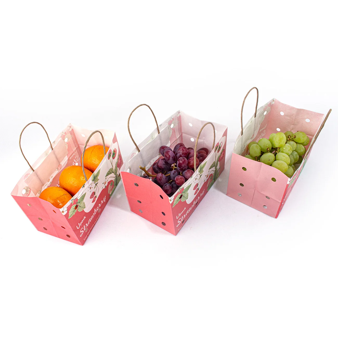Manufacturer Wet Strength Cherry Tomato Paper Bag With Ventilation And Twisted Handle