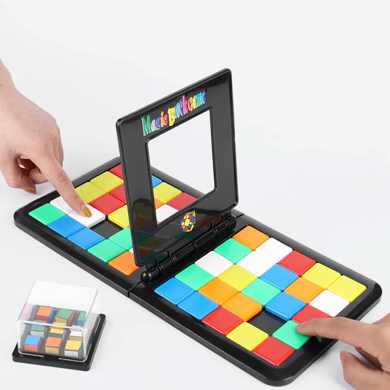 Board Blocks Game Kids Adults Education Toy  IQ Puzzle Cube 3D Puzzle Race Cube Parent-Child Double Speed Game Magic Cubes