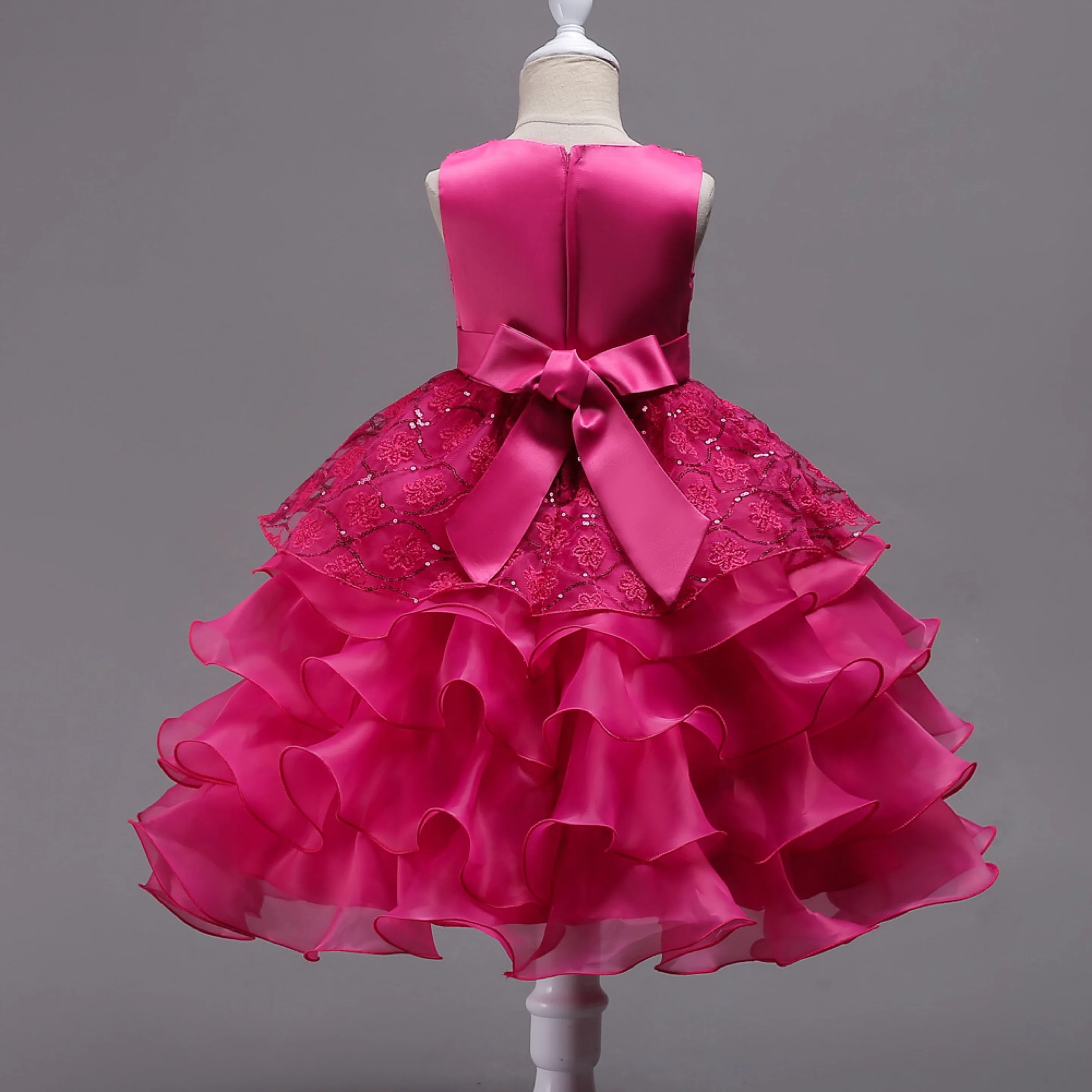 New princess Ball children party dress Shiny diamond pattern dress girls Halloween party red dress for girl 2-10 year