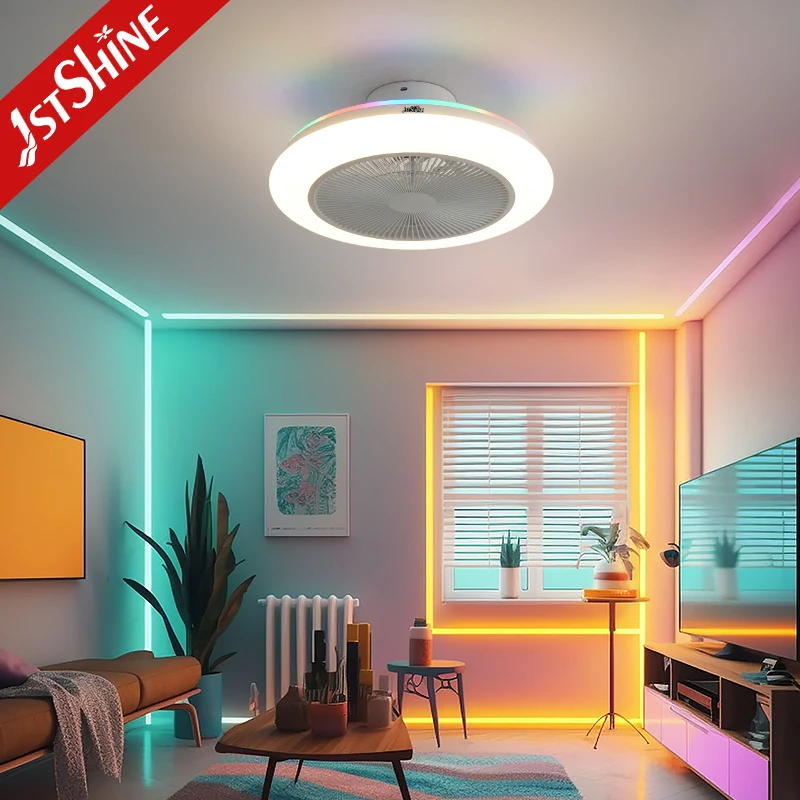 1stshine LED ceiling fan 20 inches RGB Multi-colored light DC motor ceiling fan with remote