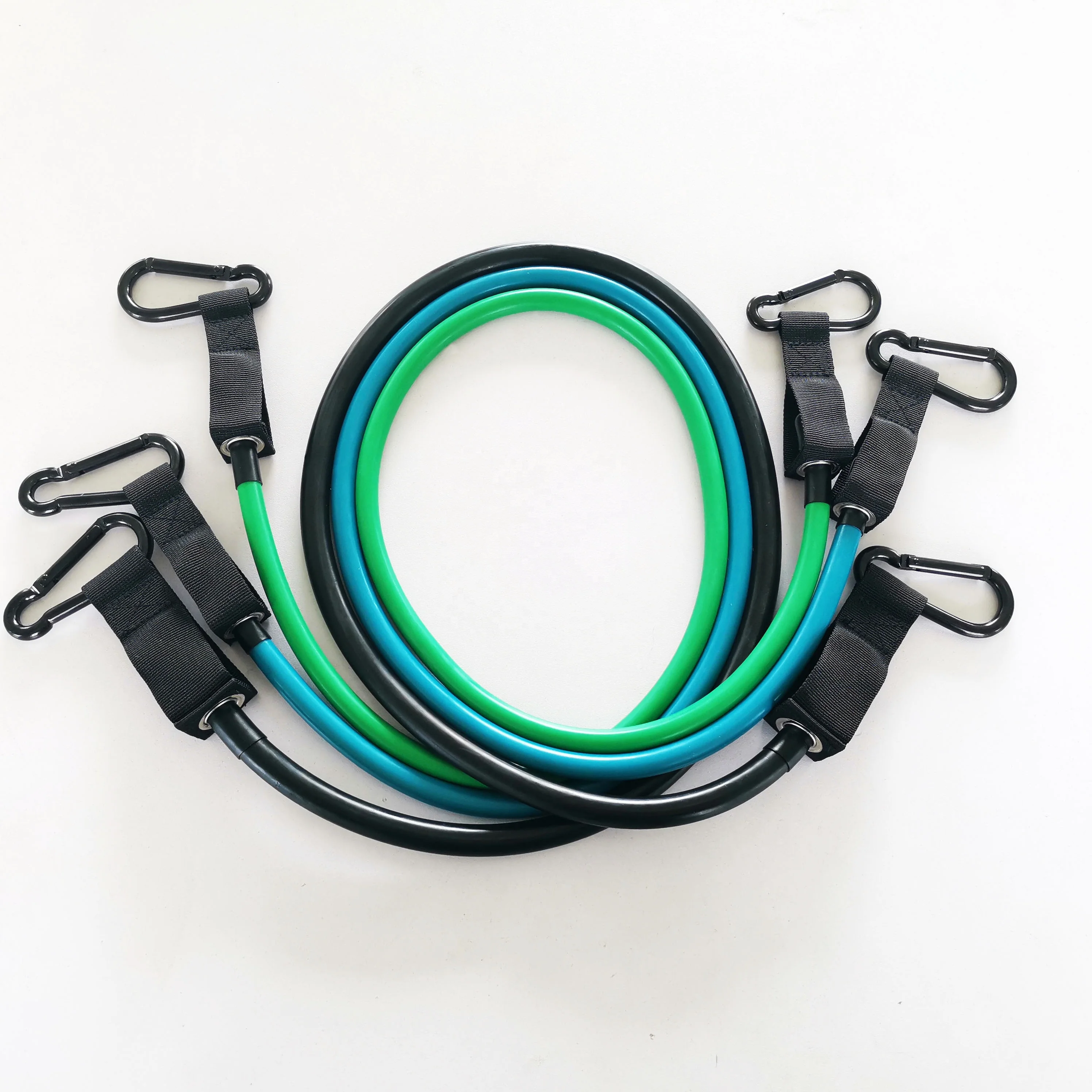 Gymarts home training set of 3 resistance tube band with black aluminum hook