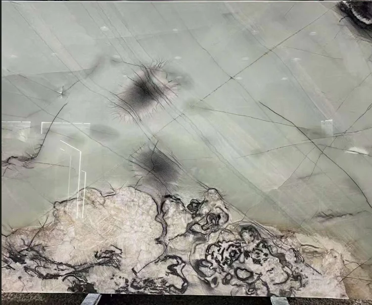 Luxury natural Stone Marble Slab green jade snowflake marble for wholesale