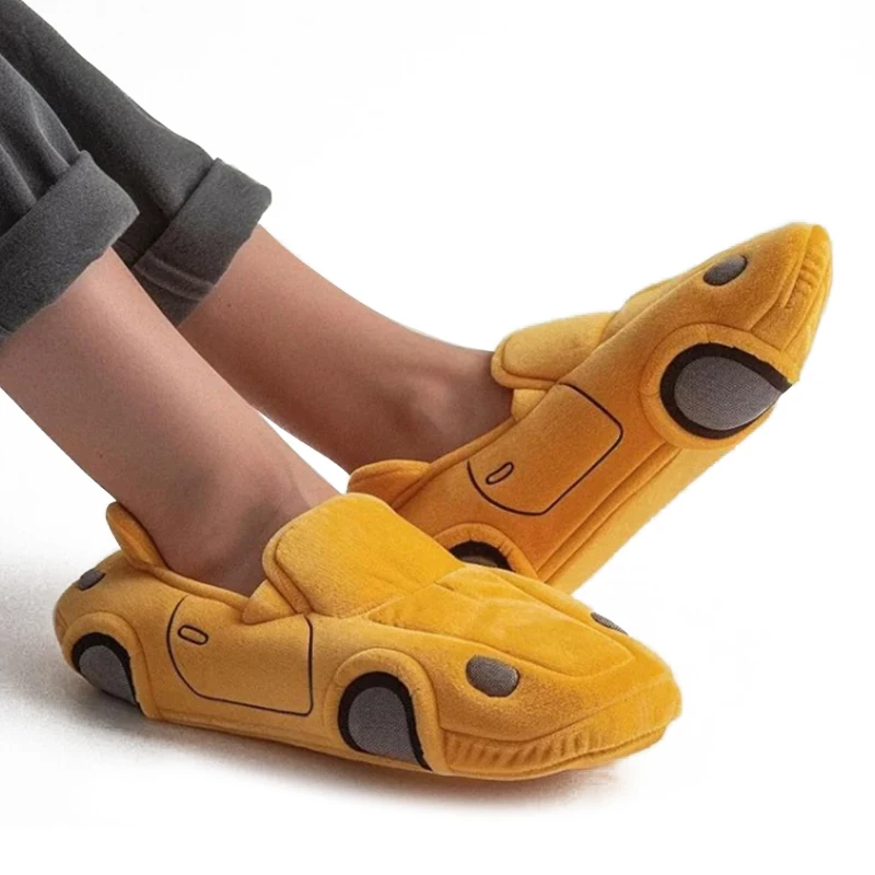 Car plush slippers Stuffed Racing car Slipper Cartoon Anime cotton slipper winter indoor Fur shoes gifts for children adult