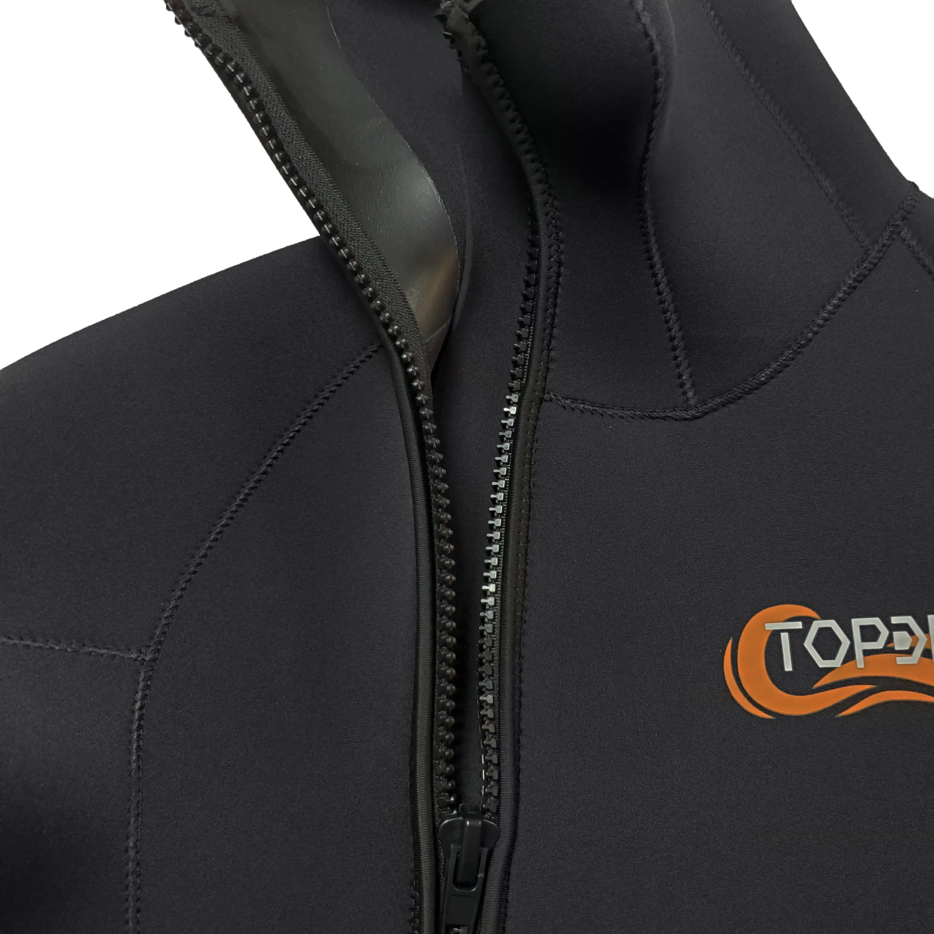 Man 5mm Neoprene Hooded Front Zip 2 Pieces Long John Diving Snorkeling Wetsuits