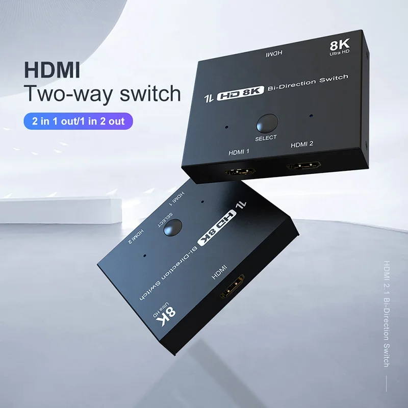Xput 2.1 Cable 8K@60Hz 4K@120Hz HDMI Splitter 8K HDMI Bi Direction Switcher Adapter 2x1 1x2 HDMI 2.1 HDCP 2.2 Switch Splitter