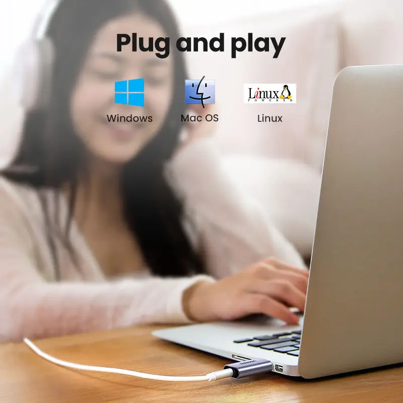 Звуковая карта Ugreen Usb 3 5 мм аудио интерфейс внешняя звуковая для наушников динамиков ноутбука