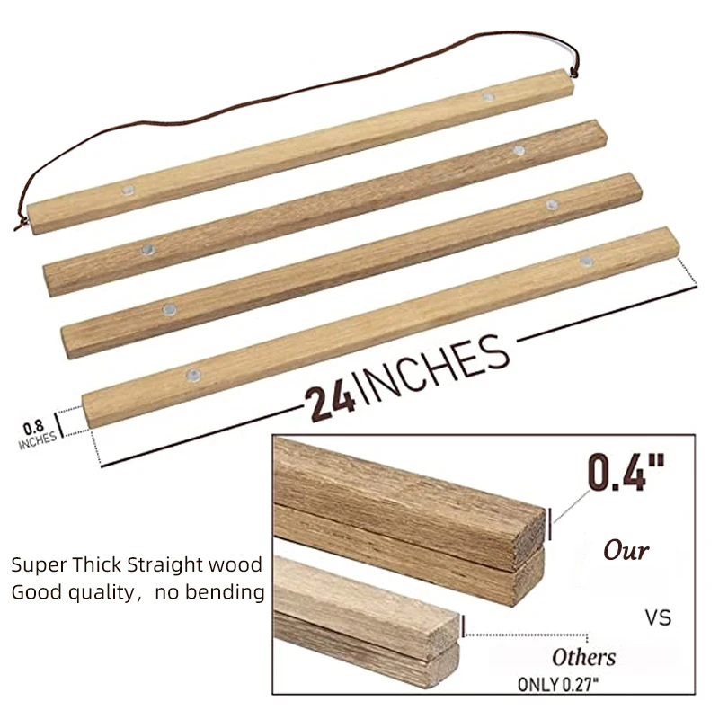 Магнитная вешалка для постера под заказ, подвеска для постера из тикового дерева, 16 дюймов для стен, деревянные вешалки для постера