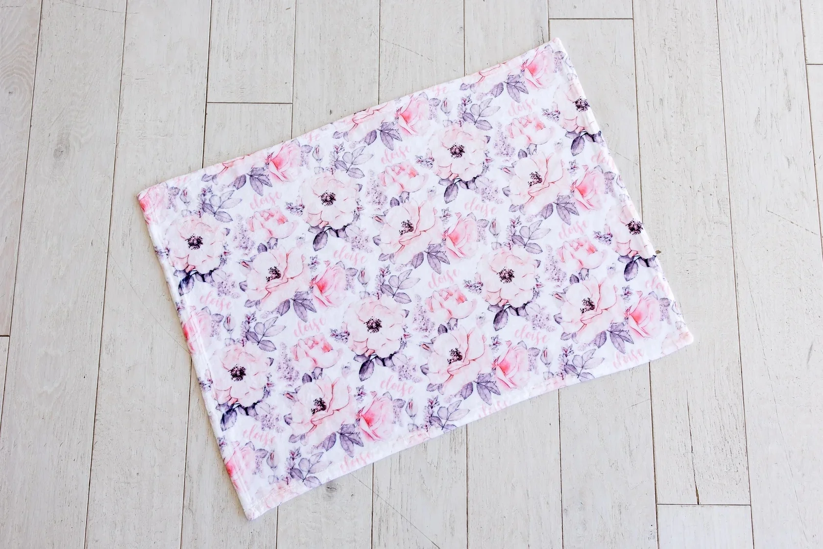 Plush Minky Personalized Blanket Wallpaper Floral Warm   Bedding Blankets for All Season