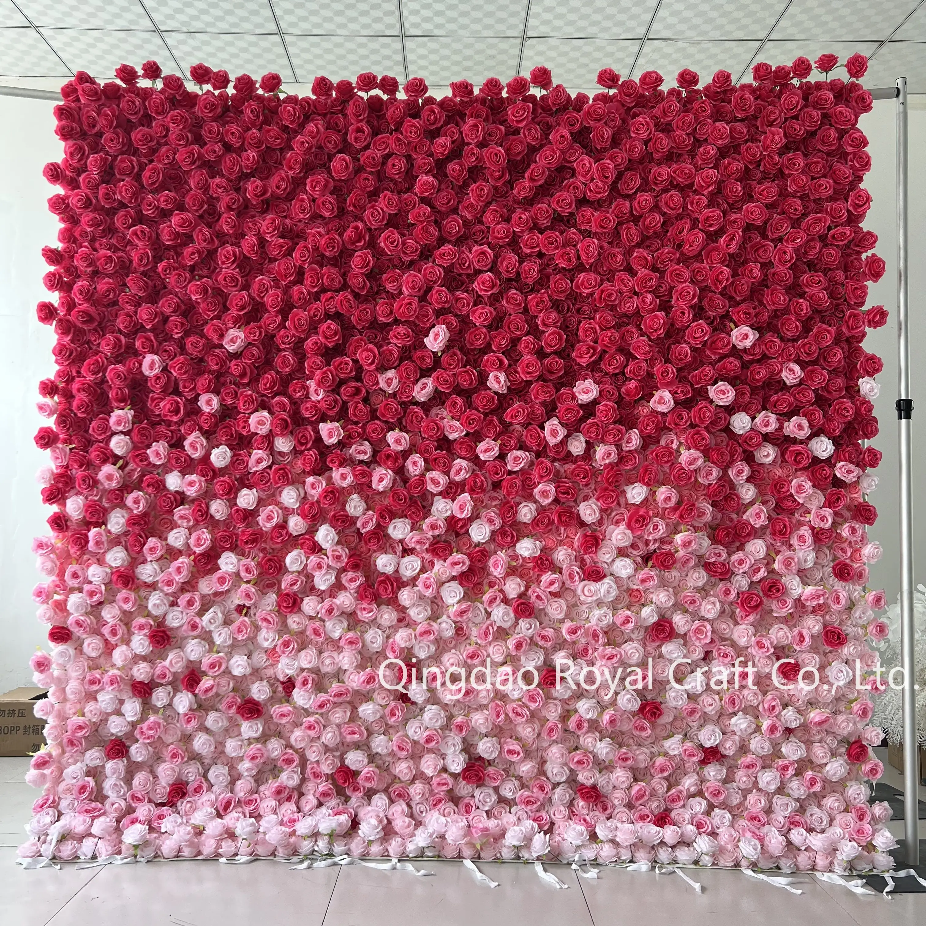 Wedding Wholesale Silk Flower New Design Pink Stereo 5d Activity Flower Wall Artificial Flower 8*8