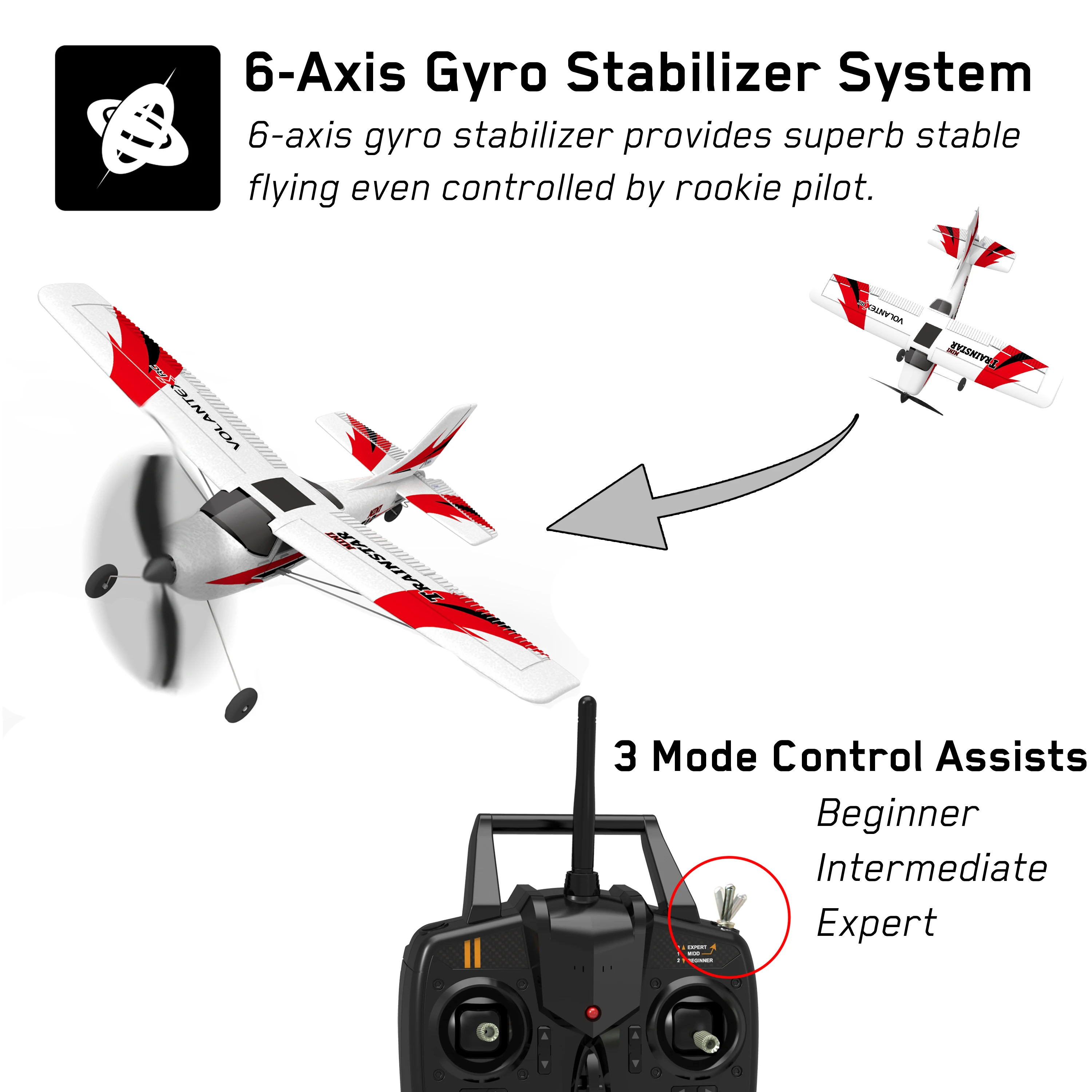 RC Plane Trainstar 3CH Radio Control  USB Cable Outdoor RED AA Battery Foam Plane RC Airplane 3 Channels 300m