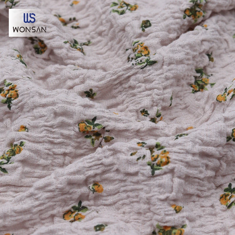 China High Quality Cotton Nylon Spandex High Elastic Core Spun Yarn Dresses Frock Cloth Warp Knitted Crepe Printing Fabric