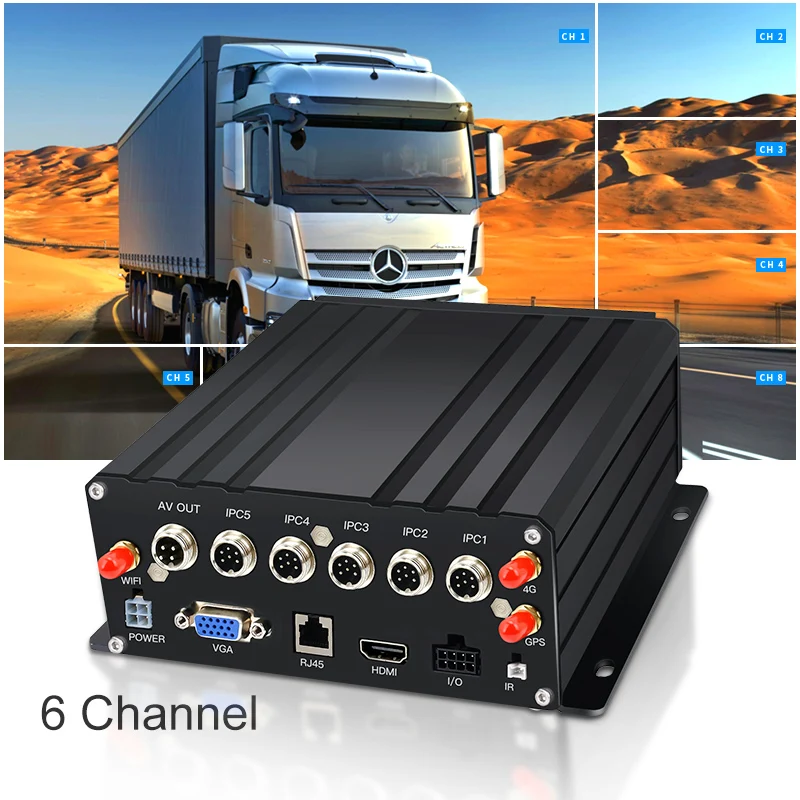 CCT MNVR car mounted 6-Channel hard disk truck mdvr recorder dual SD card 4G GPS WIFI  1080P monitoring IPC truck camera system