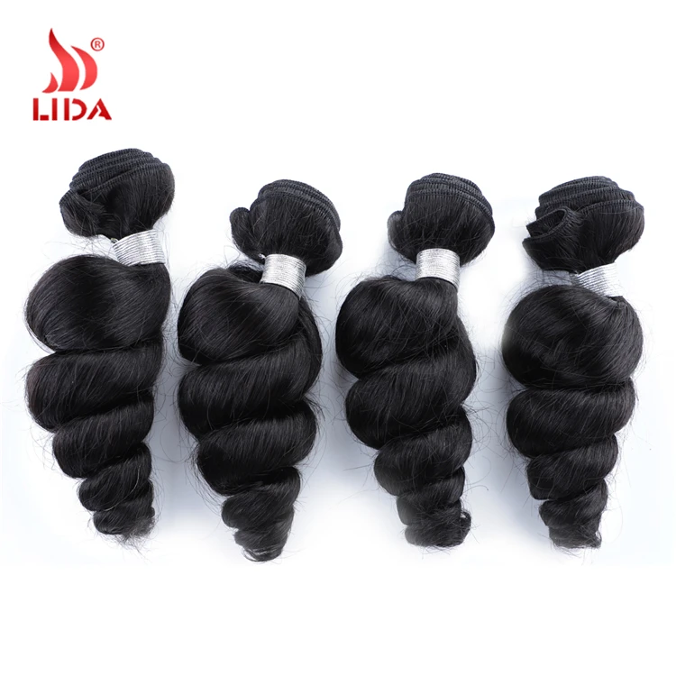 
Lida loose wave brazilian human hair extensions natural color middle ratio non-remy grade weaves bundles 