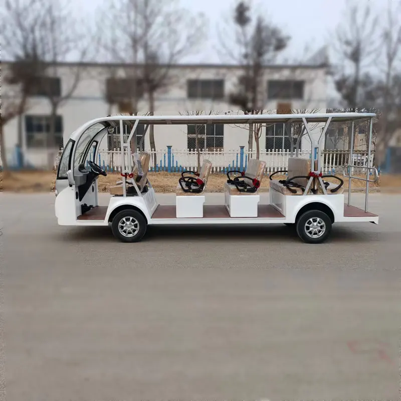 4 rows 14 seaters quality electric sightseeing car maintenance free 4 wheels with big rear mirror