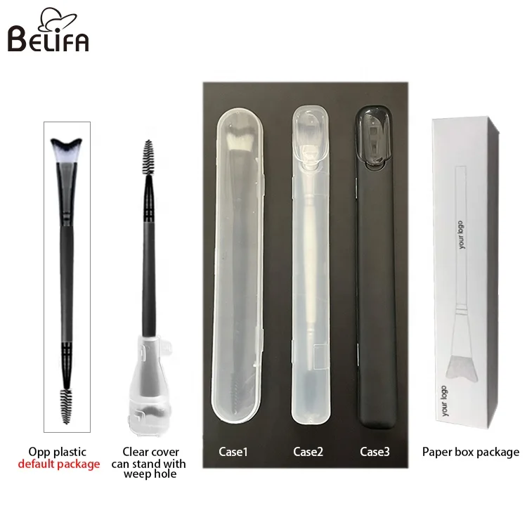 custom double sided soft fluffy swoop curved eyelash lash extensions wash cleanser cleaning shampoo cleansing brush with spoolie