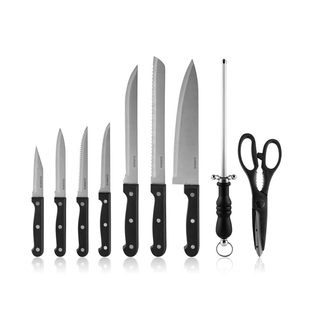 Новое поступление кухонный нож из нержавеющей стали с пластиковой ручкой набор 15 супер острых кухонных ножей держателем для