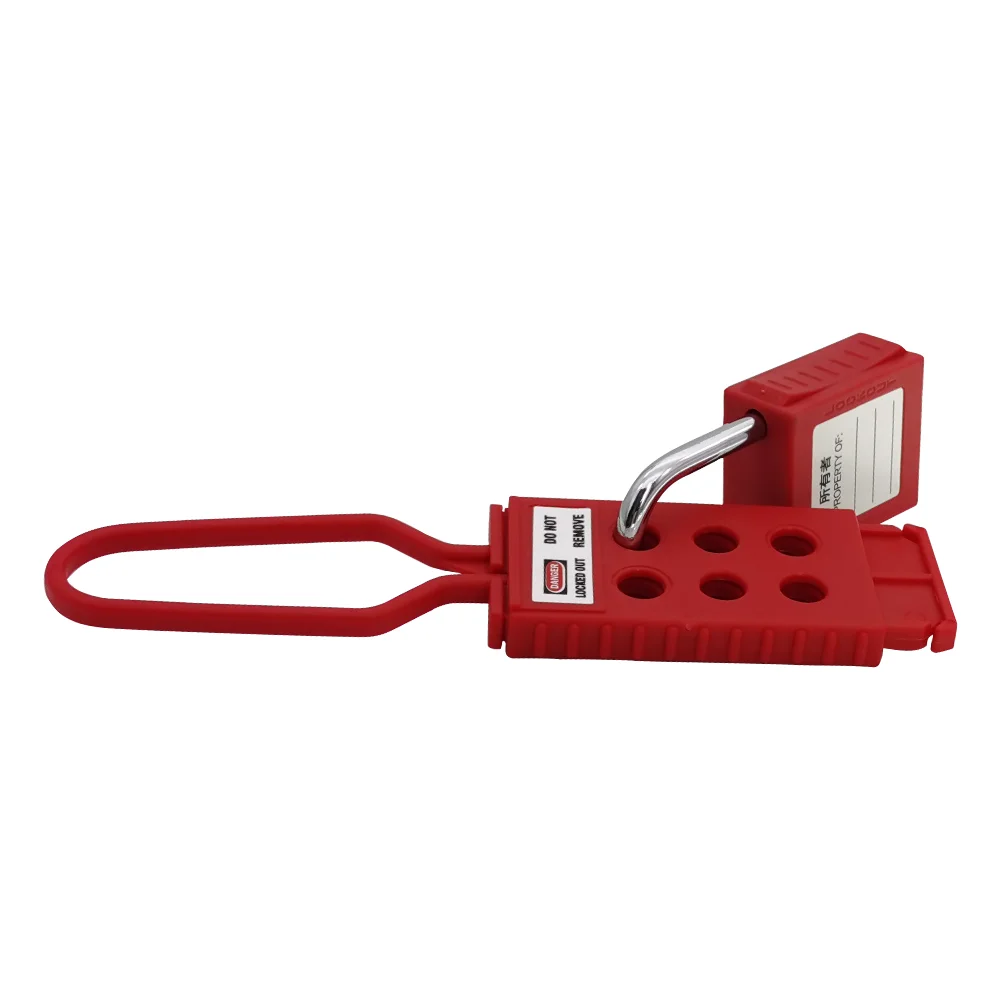 Industrial  Dia.6mm Nylon Plastic Snap Red Lockout Hasp 6 Holes Padlocks Isolation Multi Hasp