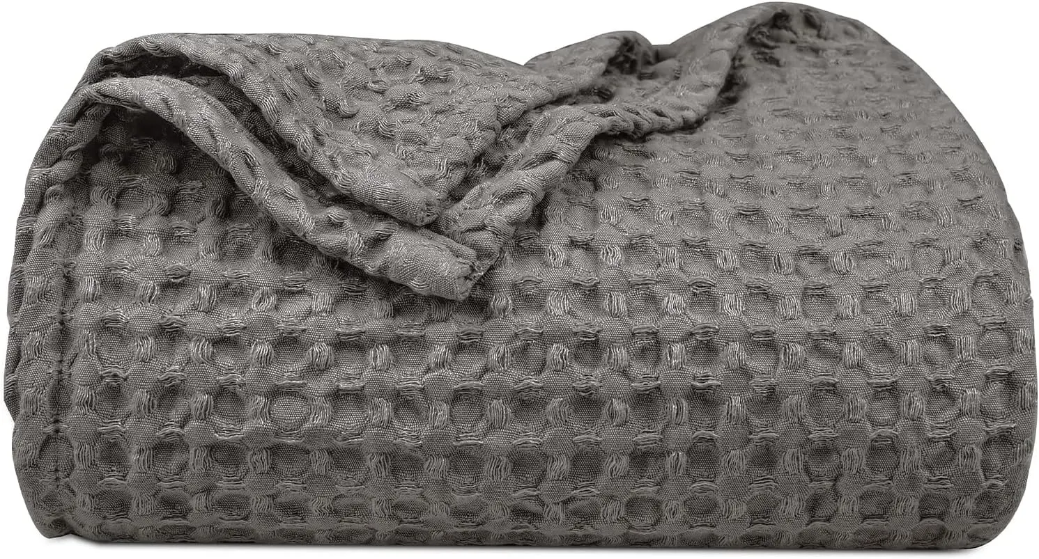Cloudland Waffle Weave Throw Blanket Super King Size Waffle Blankets 100% Cotton Waffle Weave Blanket