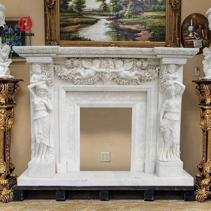 Изготовленная на заказ оптовая продажа Каменная Резная белая мраморная каминная полка с замком льва дизайн украшения дома для продажи