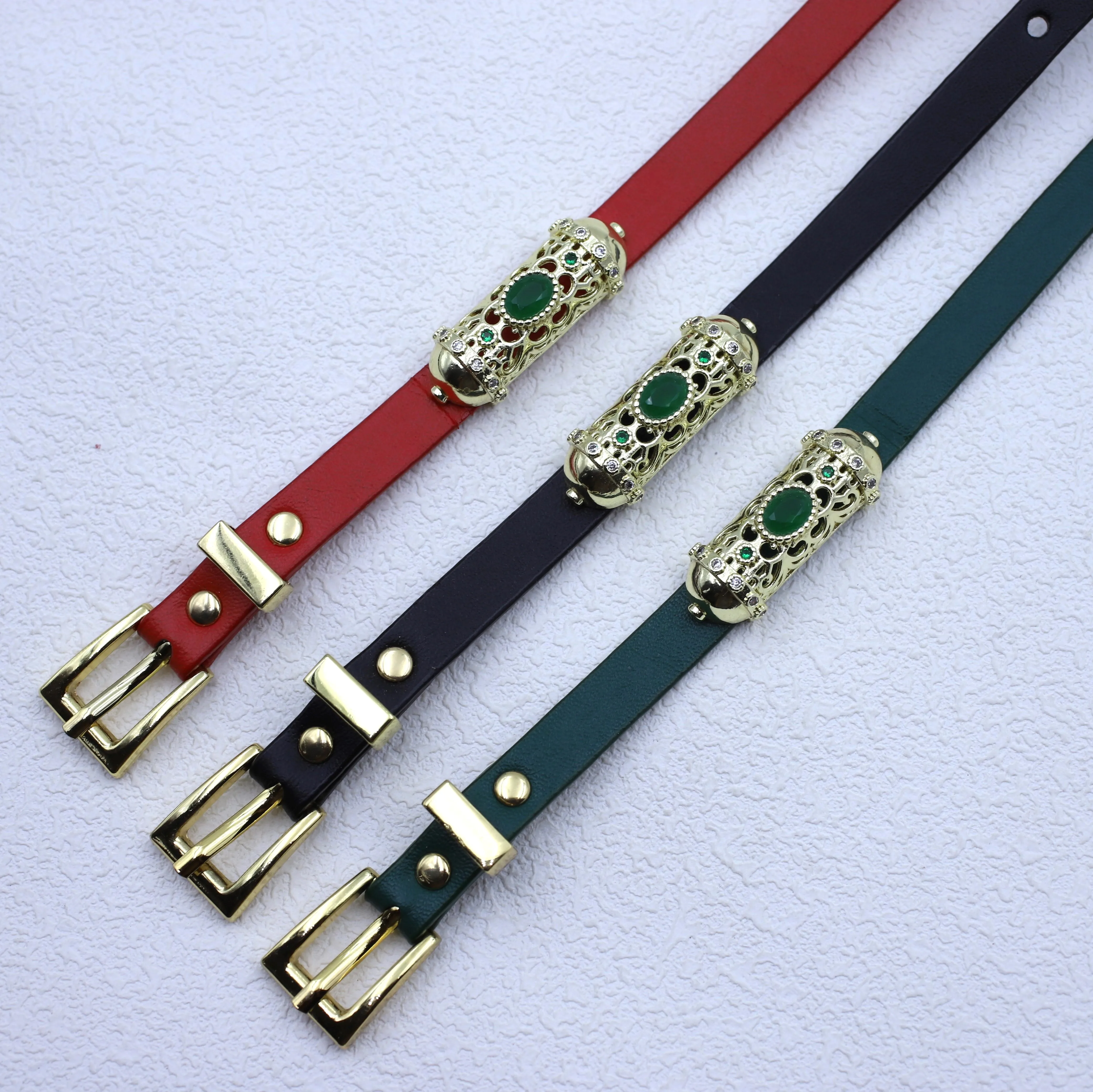 Jewelry 14k gold plated Red Green Black Wristbands Temperament Leather String Bracelet jewelry