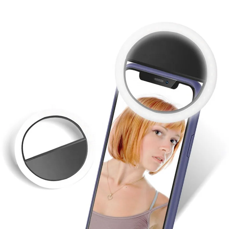 
Amazon Hot sale Selfie ring light LED Mini Portable selfie Beauty lamp USB rechargeable Round shape Ring Cell phone fill light 