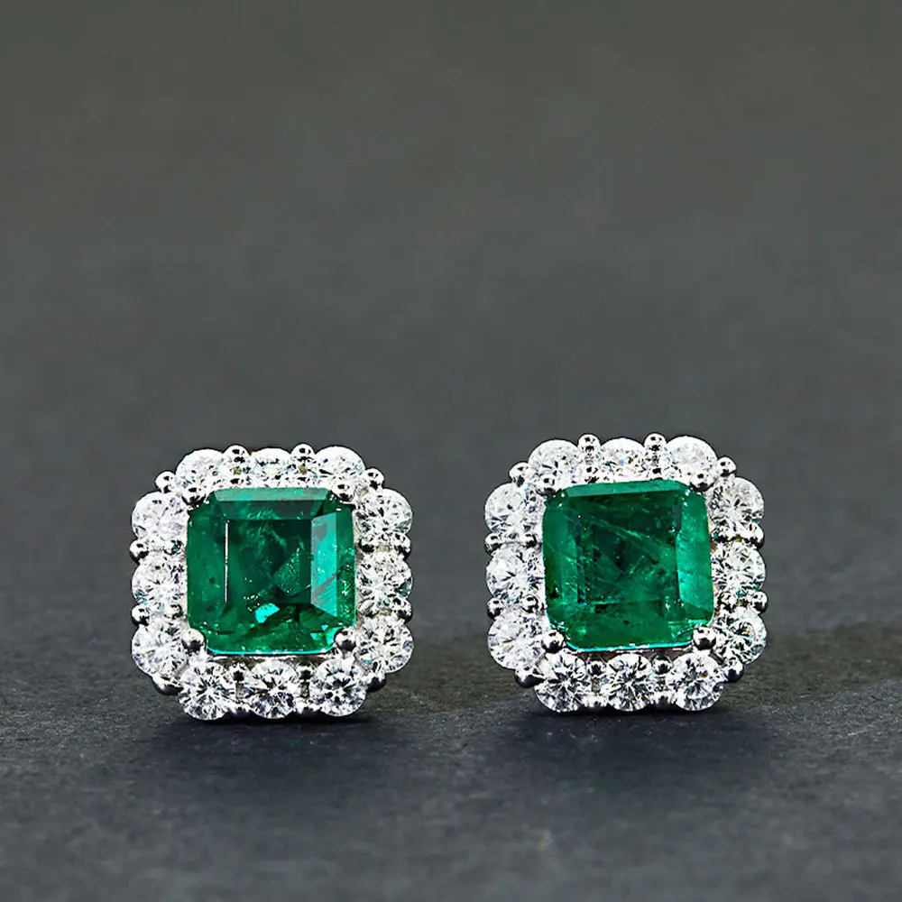 newest 18k white gold asscher cut lab created emerald rings