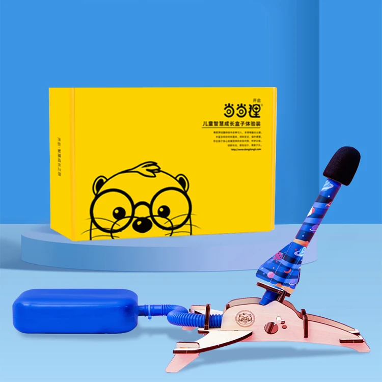 Hot Selling Children Entertainment Eva Foam Sky Flying Jump Stomp Air Pump Rocket Launcher Toy For Kids