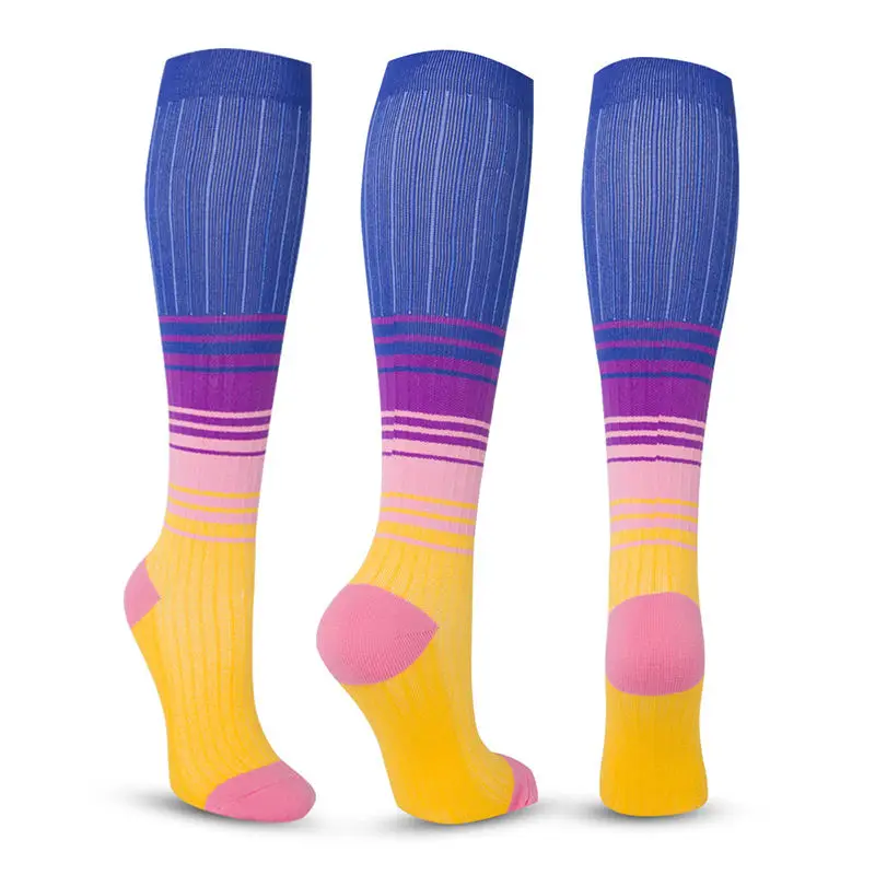 Breathable Colorful Sport Running Varicose Veins Compression Stockings Nurse Compression Socks 15-20 Mmhg