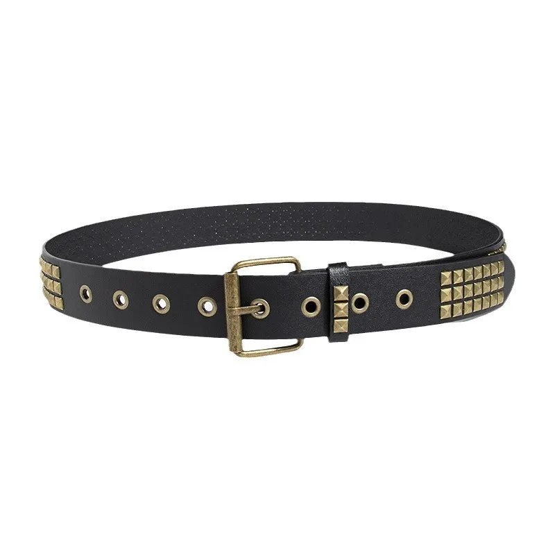 Factory Sale Studded Belt Pyramid Rivet Punk  Wide Pu Leather Jeans Belt For Women And Men