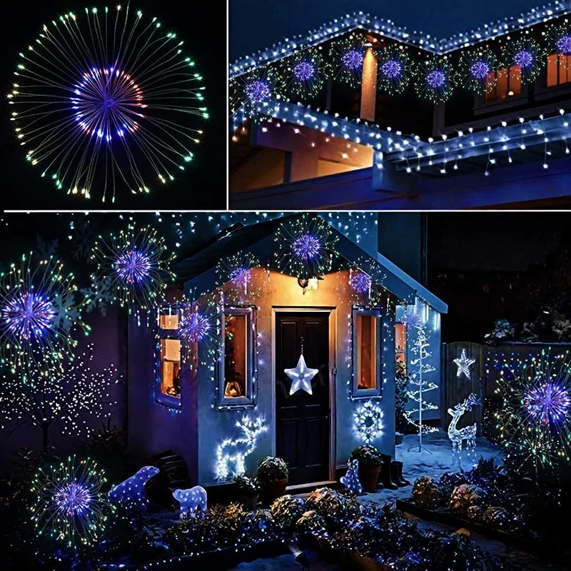 Wedding DIY Creative Waterproof Stainless Steel Firework Led String Lamp In-ground Solar Garden Light