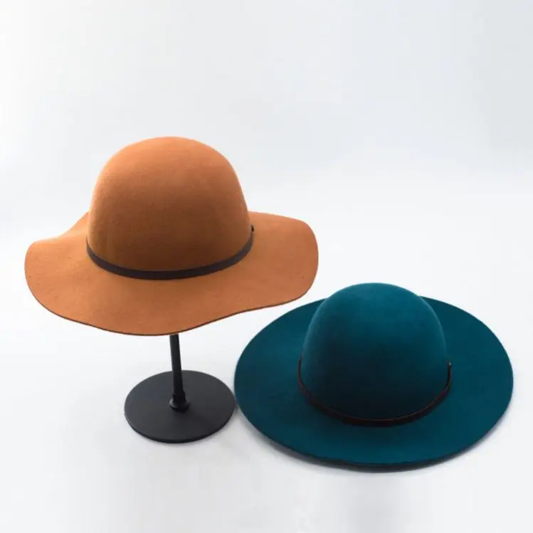 
Wholesale Women Round Crown Wool Felt Floppy Hat with 8cm Brim 