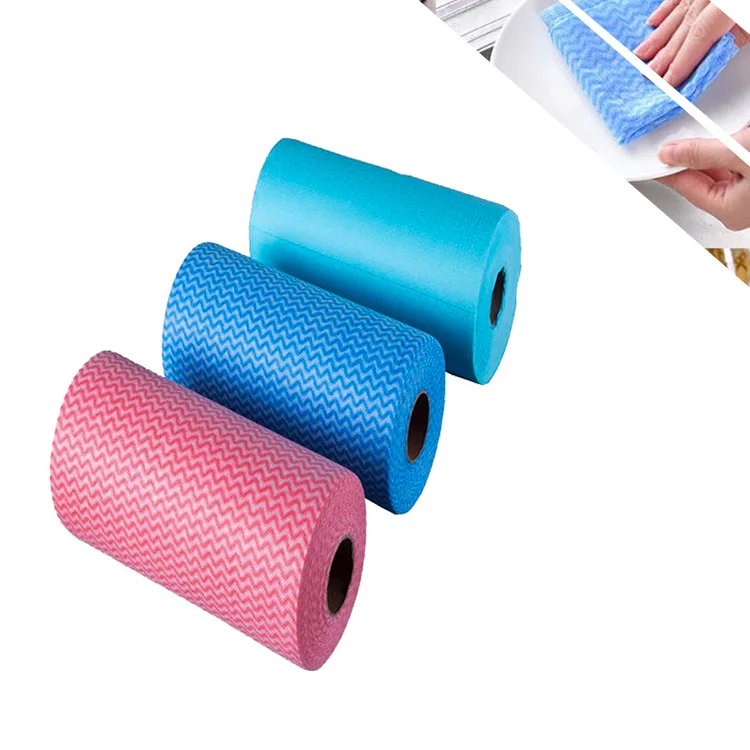 Colorful Wavyline polyester viscose kitchen cleaning cloths wipes roll wiping rags
