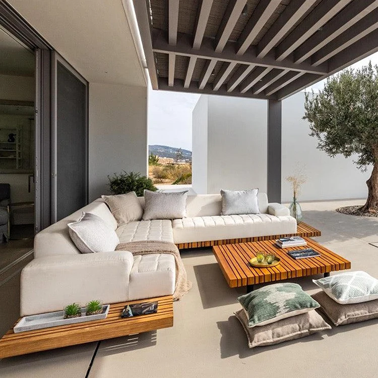 New design outdoor sofa set garden furniture teak wood patio sets garden sets teak